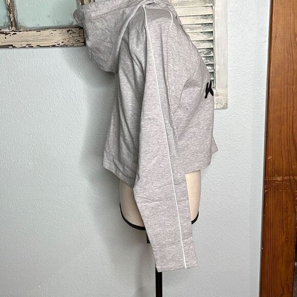 K Swiss Multicolor Logo Long Sleeve Crop Top Hoodie Women's Gray Jacket Size Sma - Picture 10 of 12